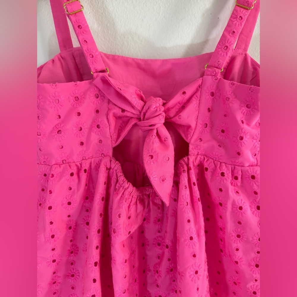 Lilly Pulitzer Michela Eyelet Babydoll Cami in Hot Pink Hottie Dottie Size 6 - Picture 7 of 10